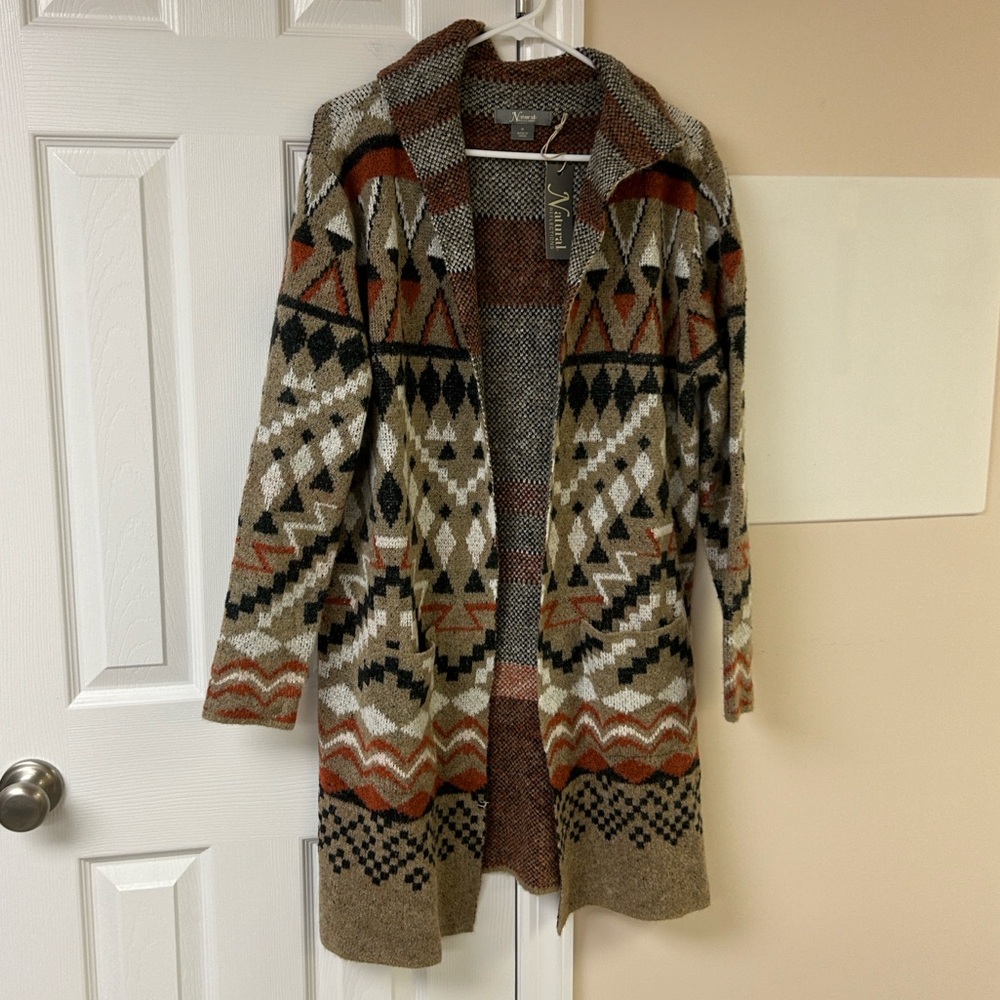NWT Natural Reflections geometric patterned cardi… - image 2